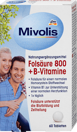 Folsäure 800 + B-Vitamine Tabletten Mivolis