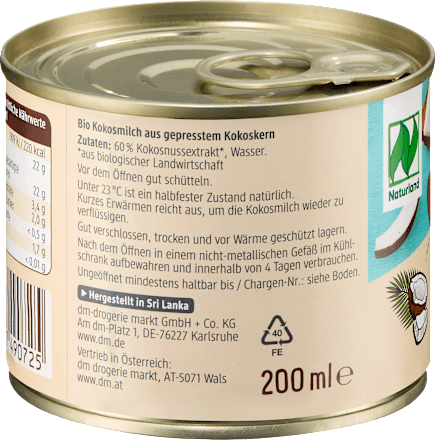 KOKOSMILCH 60% Kokosanteil 200ml dmBio