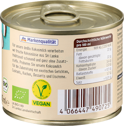 KOKOSMILCH 60% Kokosanteil 200ml dmBio