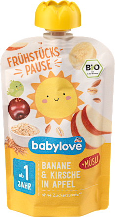 Quetschie Frühstückspause Banane & Kirsche in Apfel mit Müsli ab 1 Jahr babylove