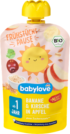 Quetschie Frühstückspause Banane & Kirsche in Apfel mit Müsli ab 1 Jahr babylove
