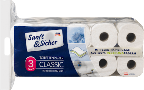 Toalettpapír Classic, 3-rétegű, 20x220 lap Sanft&Sicher