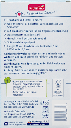 Sommerliebe Trinkhalme mit Löffel aus Edelstahl Profissimo