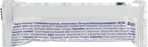Fehérjeszelet 25% fehérjével, banánkenyér ízzel, kakaótartalmú bevonattal és maltitcsokoládé-darabokkal, édesítőszerekkel Sportness