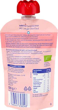 EKO smoothie od višnje, ribiza, banane i jabuke, 12+ mj. babylove