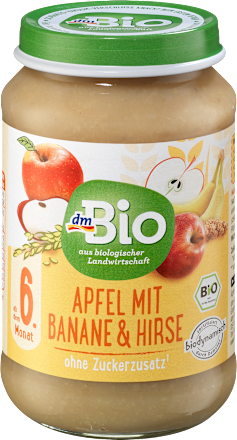 Frucht & Getreide Apfel mit Banane und Hirse ab dem 6. Monat dmBio