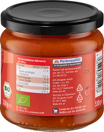 Kinderteller Ravioli Tomate, Gemüse, ab 3 Jahren dmBio