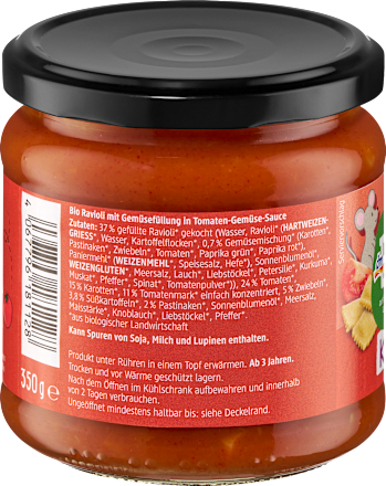 Kinderteller Ravioli Tomate, Gemüse, ab 3 Jahren dmBio