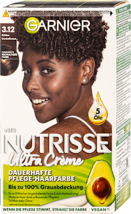 Nutrisse Creme dauerhafte Pflege-Haarfarbe - 3.12 Kühles Dunkelbraun GARNIER NUTRISSE