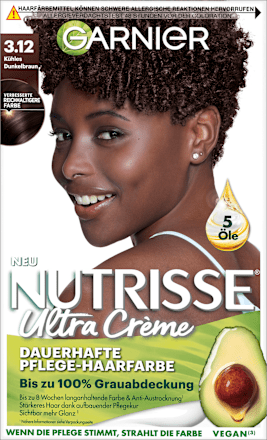 Nutrisse Creme dauerhafte Pflege-Haarfarbe - 3.12 Kühles Dunkelbraun GARNIER NUTRISSE
