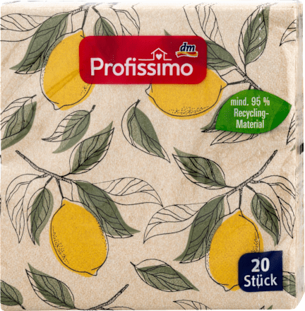 Servietten "Zitrone" aus Recyclingmaterial (33x33 cm) Profissimo