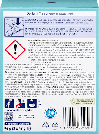 Magic Twist kamen za WC šolju - ruža i liči, 2x48g Denkmit