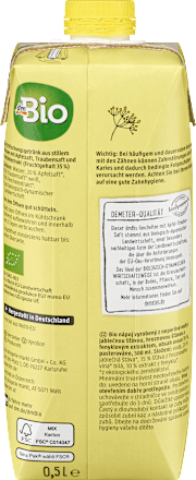 Feniklový čaj s jablkovo-hroznovou šťavou dmBio