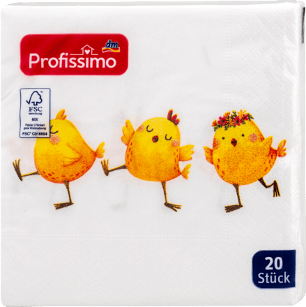 Serviete z motivom piščančkov, 25 x 25 cm Profissimo