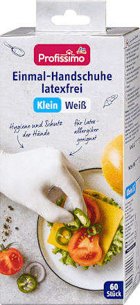 Vékony latexmentes kesztyű, fehér, kisméretű Profissimo