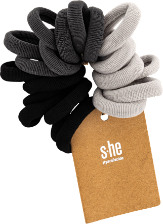 Haargummi-Set in schwarz, dunkelgrau & hellgrau s-he stylecollection
