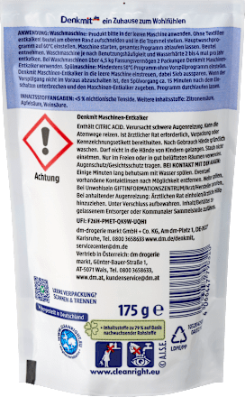 Sredstvo za odstranjevanje vodnega kamna v pralnih in pomivalnih strojih v prahu Denkmit