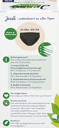 Periodenunterwäsche Slip Spitze nature schwarz Gr. XS Jessa