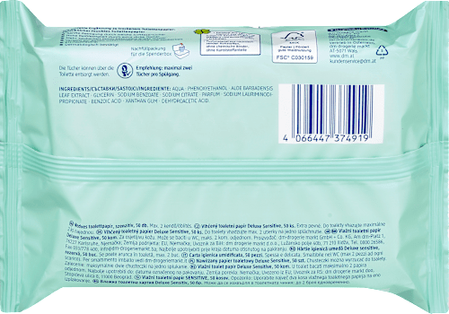 Feuchtes Toilettenpapier Deluxe Sensitive Sanft&Sicher