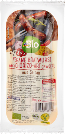 Bio veganska dimljena, papricirana klobasica iz sejtana dmBio