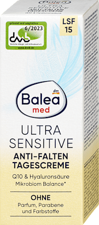 Ultra szenzitív ránctalanító nappali arckrém FF15 fényvédelemmel Balea med