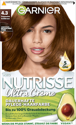 Nutrisse Creme dauerhafte Pflege-Haarfarbe - Nr. 43 Cappuccino Goldbraun GARNIER NUTRISSE