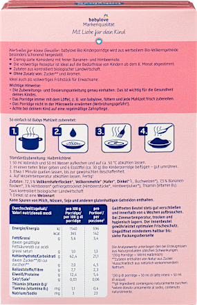 Porridge Banane & Himbeere ab dem 8. Monat babylove