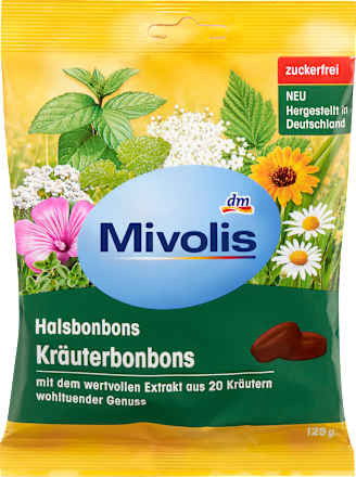Halsbonbons Kräuter zuckerfrei Mivolis