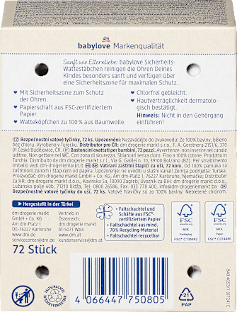 Sicherheits-Wattestäbchen sortiert babylove