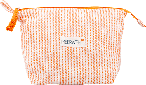 Kosmetiktasche mit schmalen Streifen Orange Vito & Joe