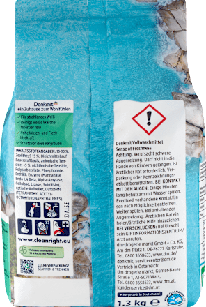 Illatos mosópor fehér ruhákhoz Sense of Freshness Denkmit