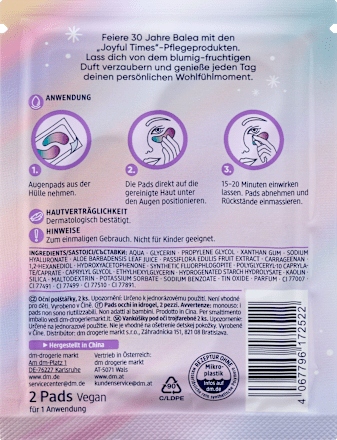 Joyful TIMES Hydrogel  jastučići za predeo ispod očiju Balea