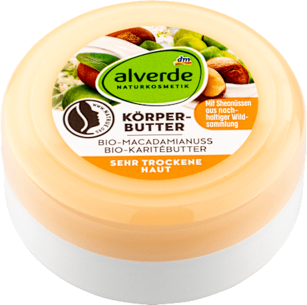 Körperbutter Bio-Macadamianuss Bio-Karitèbutter Reisegröße alverde NATURKOSMETIK
