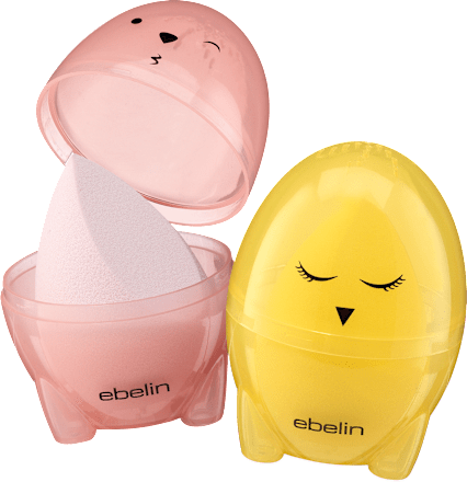 Abgeschrägtes Make-up Ei mit Travelbox sortiert ebelin
