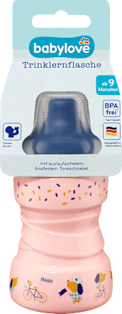 Csöpögésmentes itatópohár 260 ml-es, 9 hónapos kortól, többféle babylove