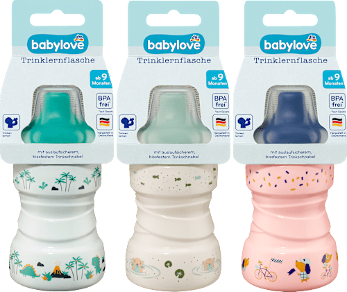 Csöpögésmentes itatópohár 260 ml-es, 9 hónapos kortól, többféle babylove