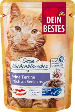 Nassfutter Katze Oma's Küchenklassiker feine Terrine reich an Seelachs Dein Bestes