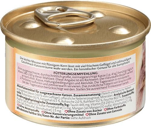 Nassfutter Katze Himmlisch Mousse mit Saucenherz reich an Geflügel Dein Bestes