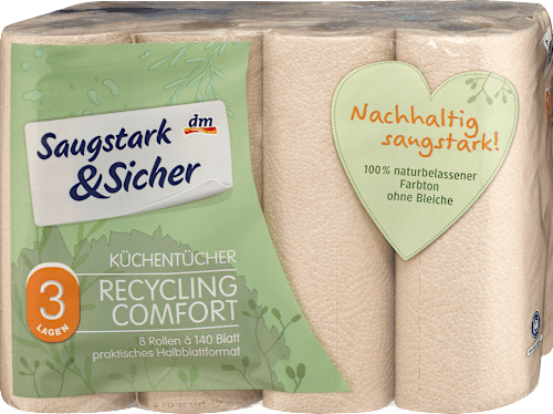 Küchenrolle Halbblatt Recycling 3-lagig Saugstark&Sicher