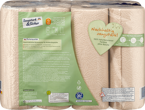 Küchenrolle Halbblatt Recycling 3-lagig Saugstark&Sicher