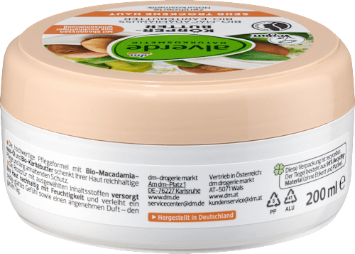 Maslo za telo z bio orehi makadamije in bio karitejevim maslom alverde NATURKOSMETIK
