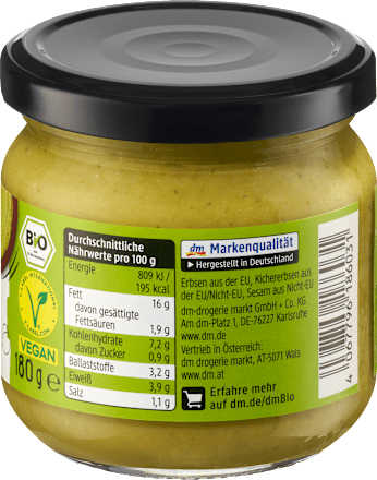 Pasta tartinabilă de hummus cu mazăre dmBio