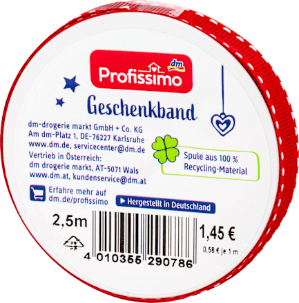 Bandă cadou roșie-albă Profissimo