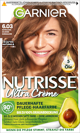 Nutrisse Ultra Creme Haarfarbe - Nr. 6.03 Natürliches Goldenes Dunkelblond GARNIER NUTRISSE