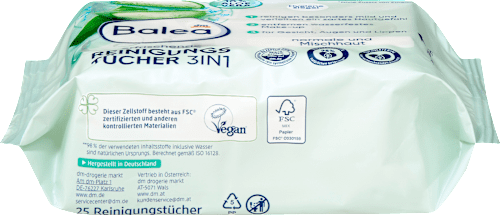 Frissítő 3in1 arctisztító kendő normál és vegyes bőrre, dupla pack Balea