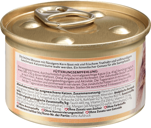 Kompletna hrana za odrasle mačke mus sa tečnim jezgrom i ćurećim mesom Himmlisch DEIN BESTES