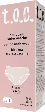 Periodenunterwäsche schwarz Hipster, Gr. S t.o.c.