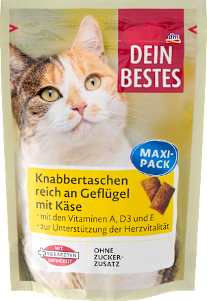 Katzenleckerli Knabbertaschen reich an Geflügel mit Käse Dein Bestes