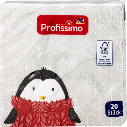 Cocktailservietten Pinguin mit Muster (25x25 cm) Profissimo