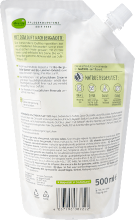 Rezervă gel de duș cu mentă și bergamotă alverde NATURKOSMETIK